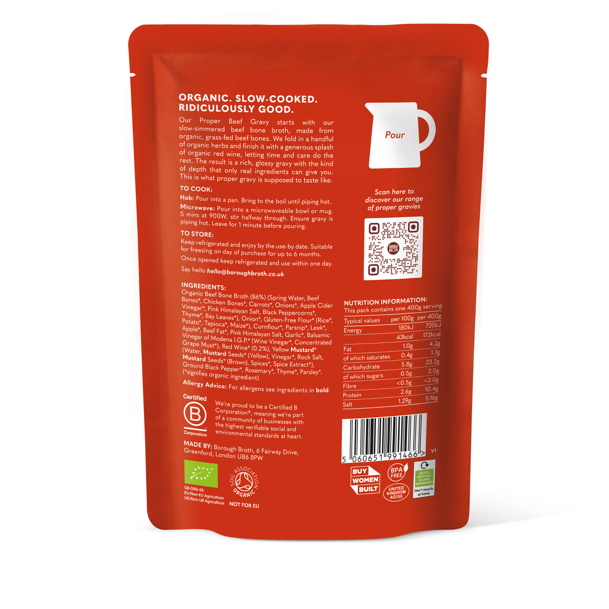 Borough Broth Broth and Stock Proper Organic Beef Gravy 400g