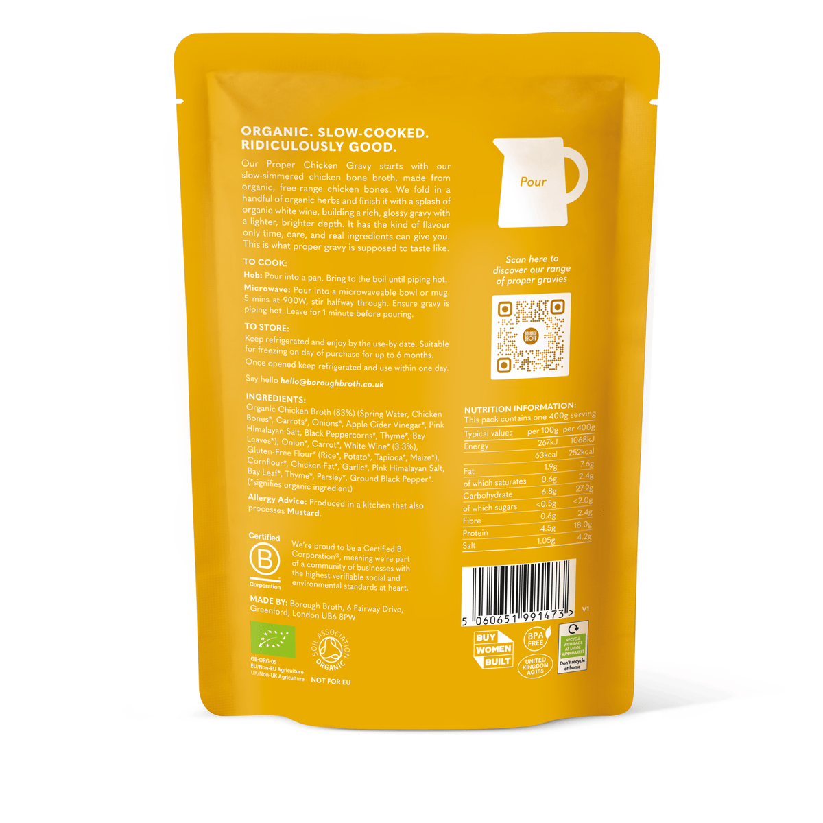 Borough Broth Broth and Stock Proper Organic Chicken Gravy 400g