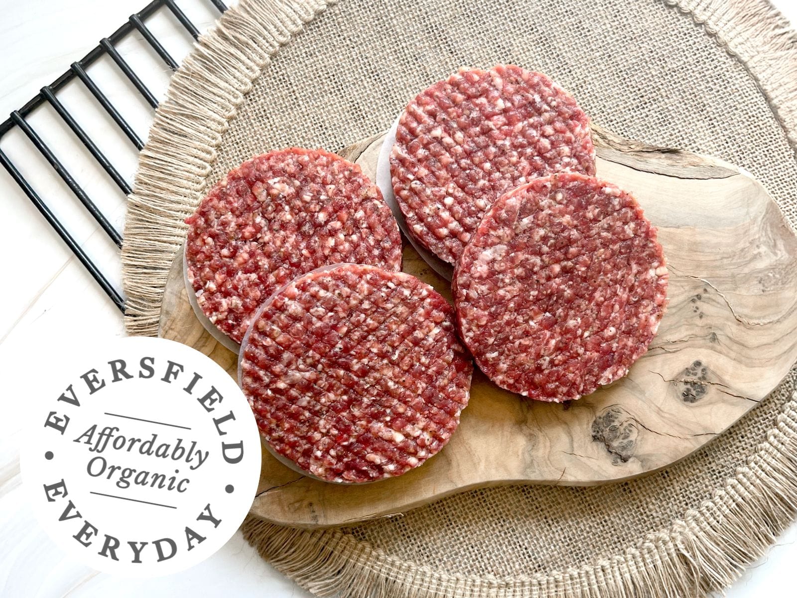 Eversfield Everyday Everyday Organic Quarter Pounder Beef Burgers 4x 1/4 Pounders