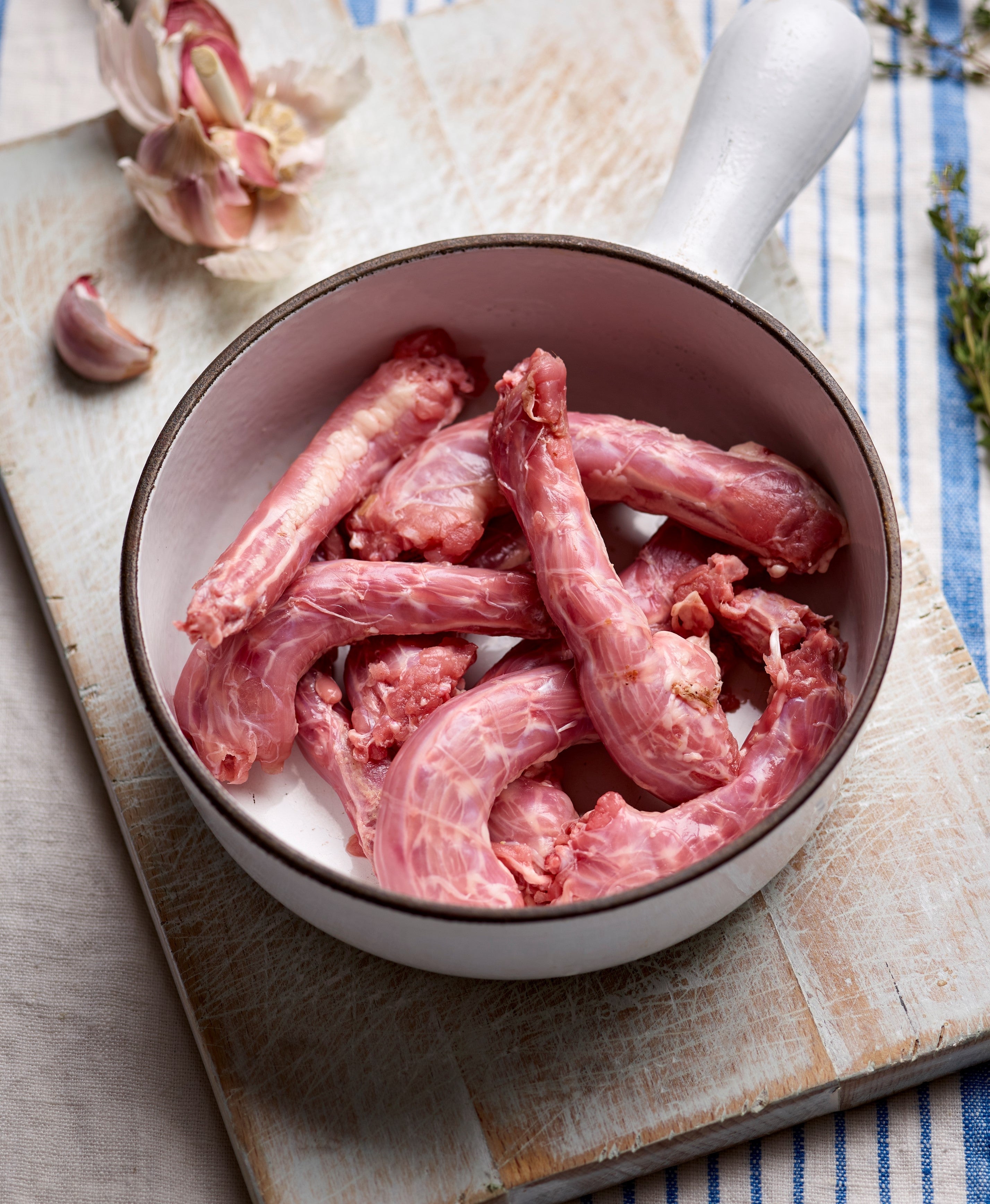 Slow-Braised Organic Chicken Necks with Garlic, White Wine & Herbs