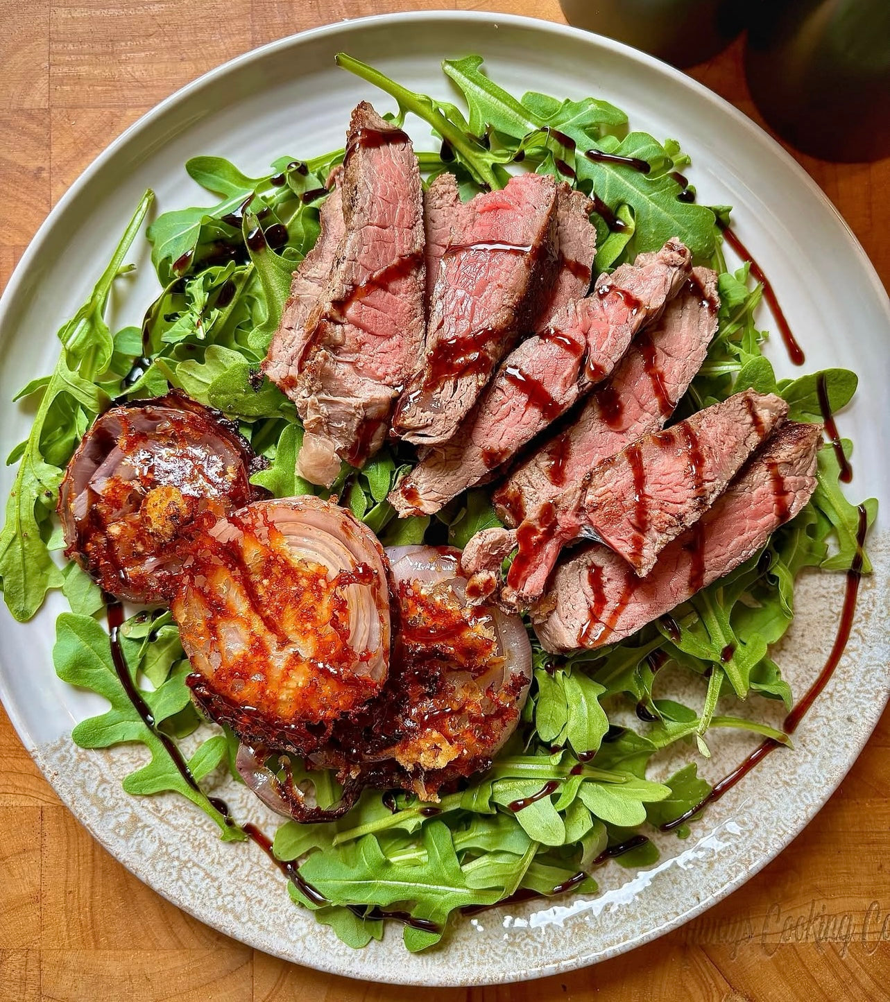 Rump Steak With Parmesan Roasted Red Onions