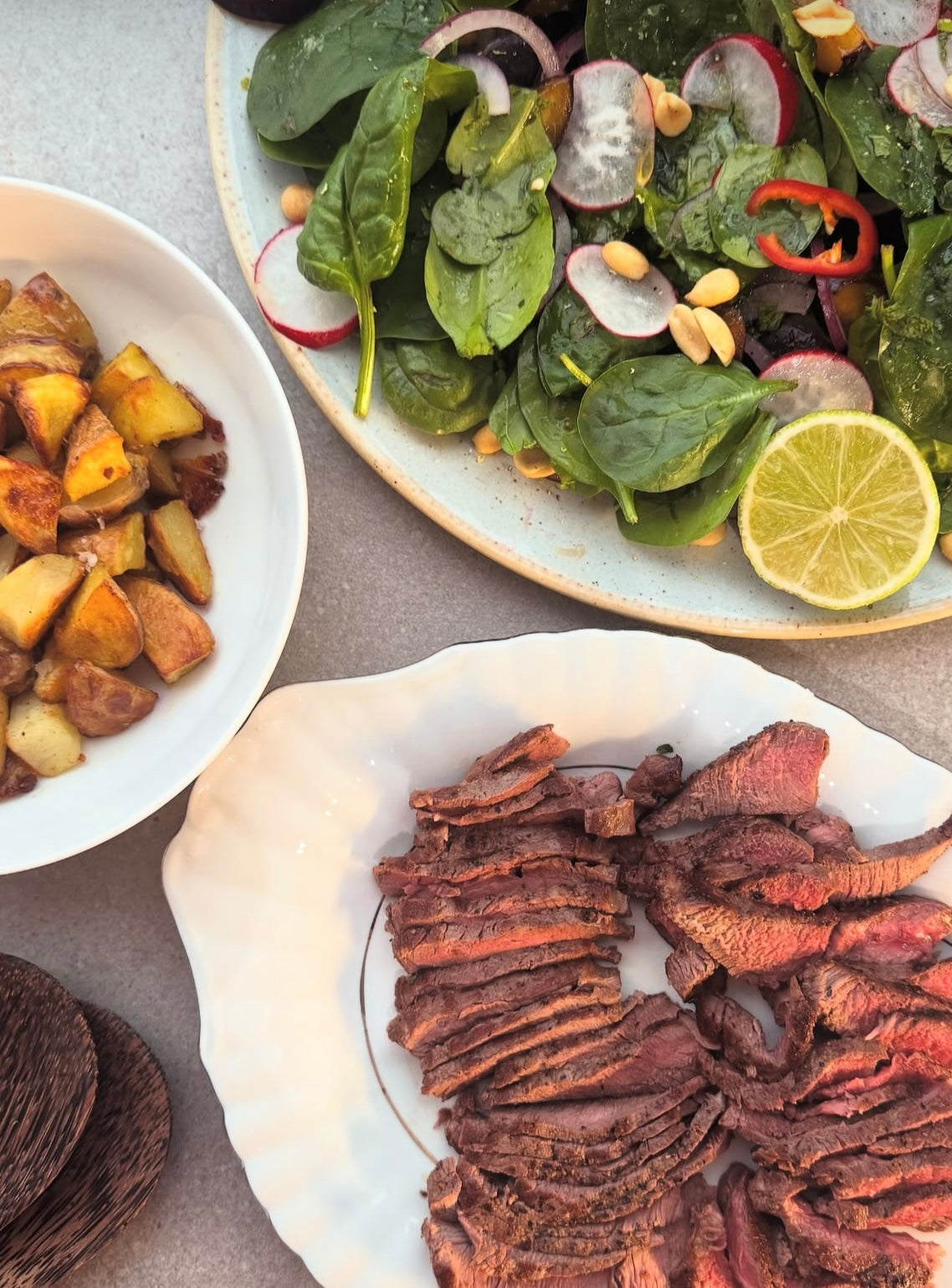 Venison Steaks with Spicy Plum Salad