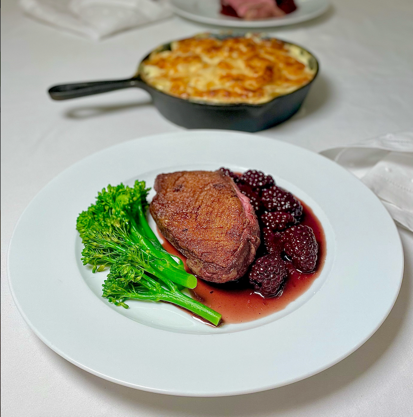 Blackberry & Bay Duck Breast with Dauphinoise Potatoes