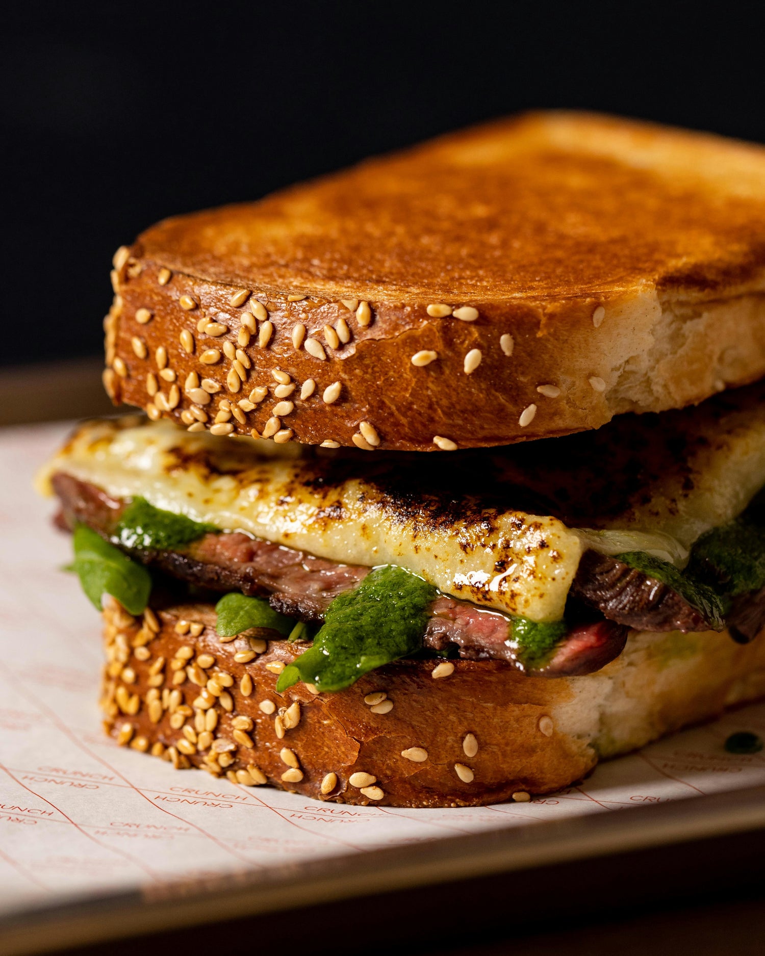 Flat Iron Steak Sandwich with Herby Dressing & Gouda