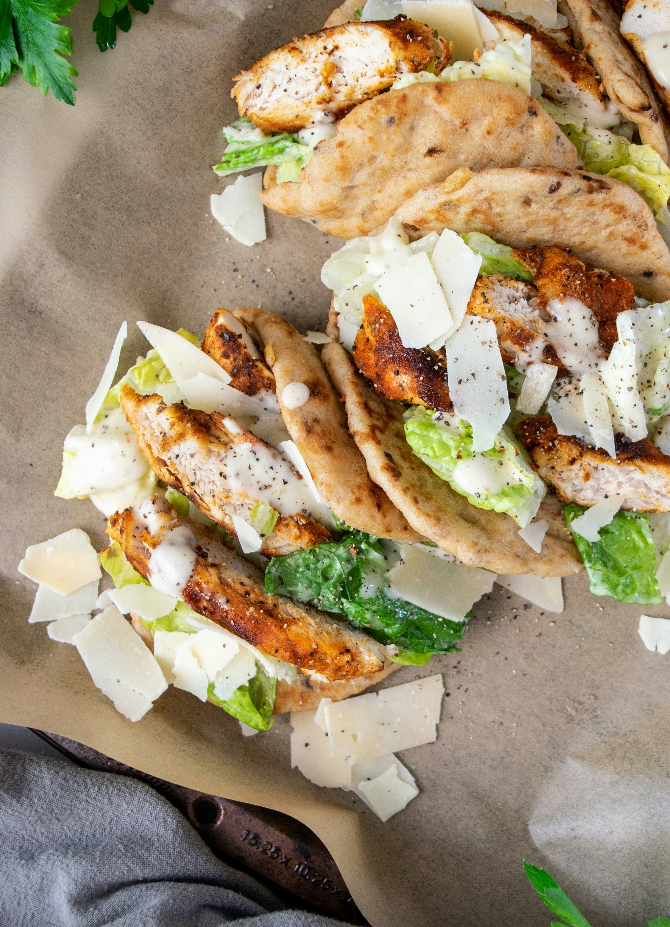 Chicken Caesar Salad Soft Wrap Tacos