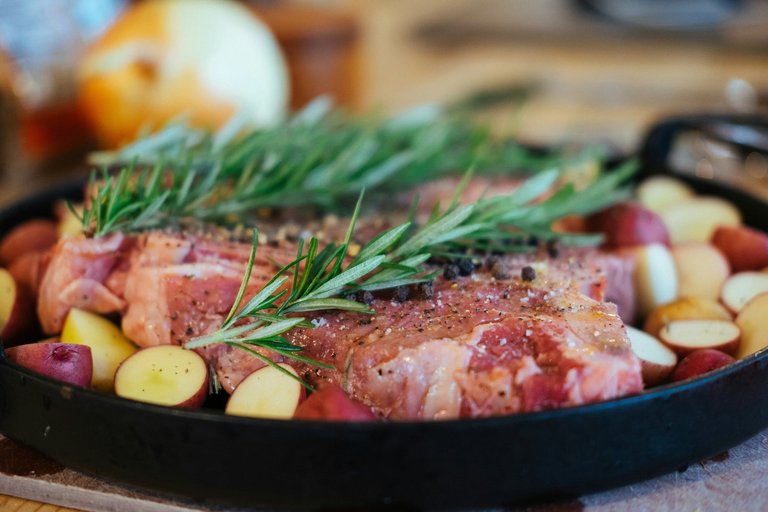 Slow-Cooked Organic Chuck Steak with Red Wine & Rosemary