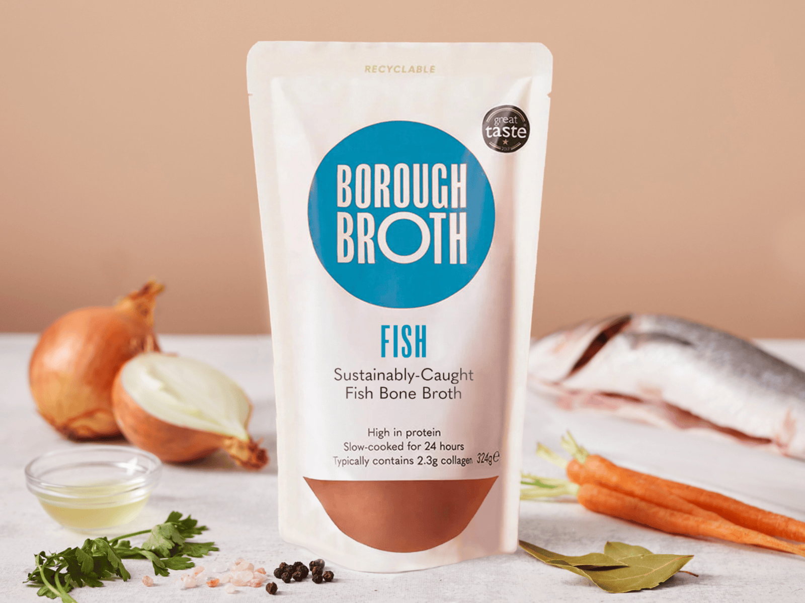 Borough Broth Broth and Stock Wild Fish Bone Broth, Borough Broth 324g