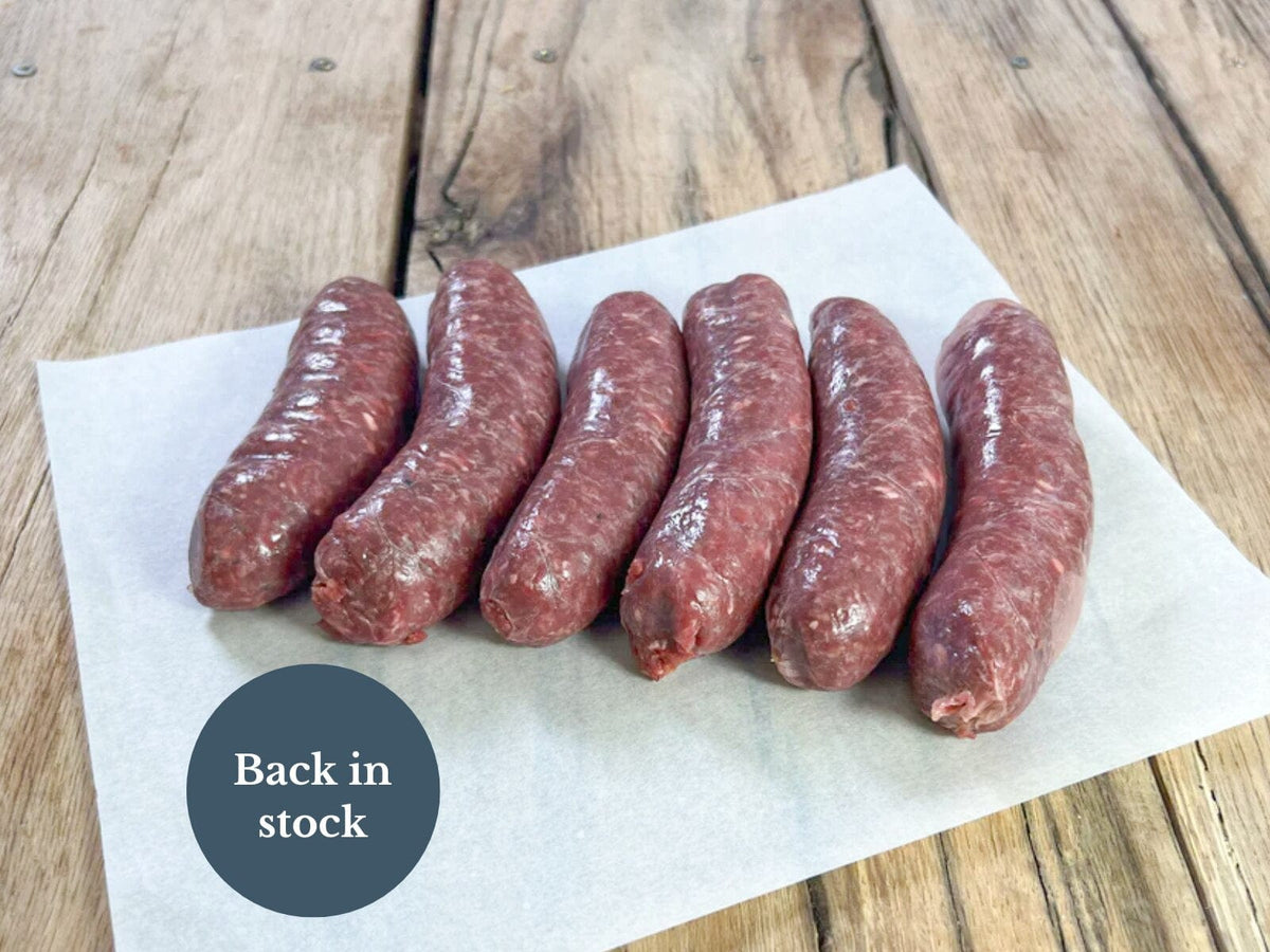 Handmade Wild Venison Juniper Sausages Eversfield UK Delivery